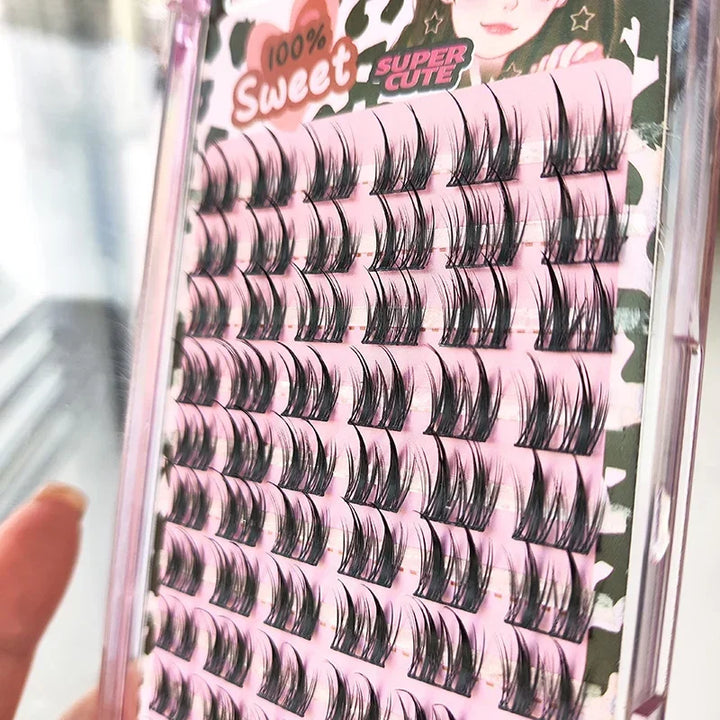 Rynx | 12 Rows Synthetic Mink Lashes Fluffy Soft Full Thick False Eyelashes Soft Natural Eyelashes Mink Eyelash Clusters False Eyelashes Korean