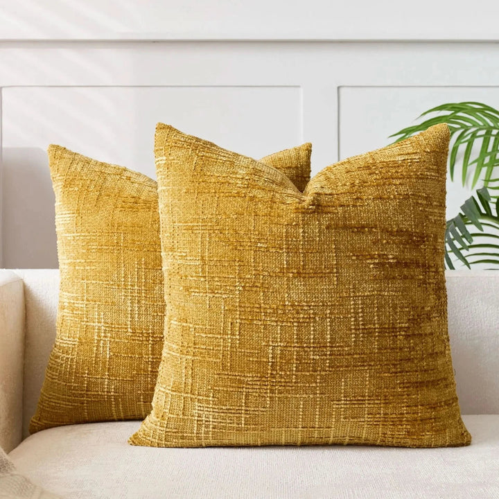 Lisslune | Chenille Throw Pillow Cover Bamboo Texture Solid Color