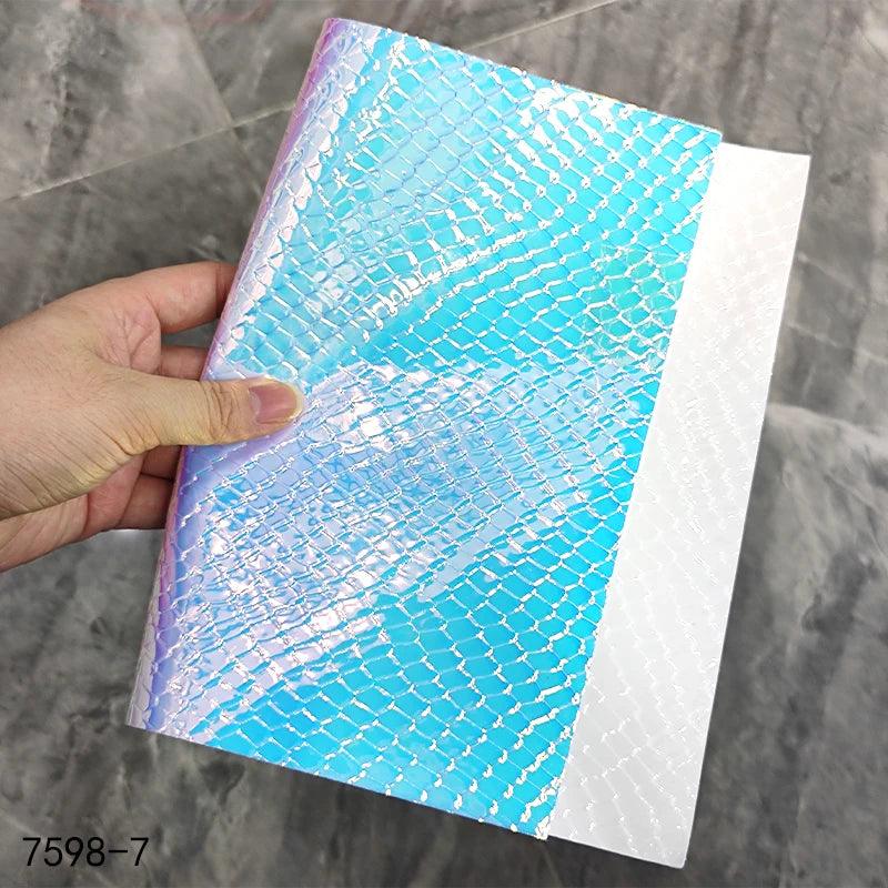 Lisslune | Iridescent Rainbow Snake Skin Holographic PVC Craft Fabric - Perfect for Artistic Creations