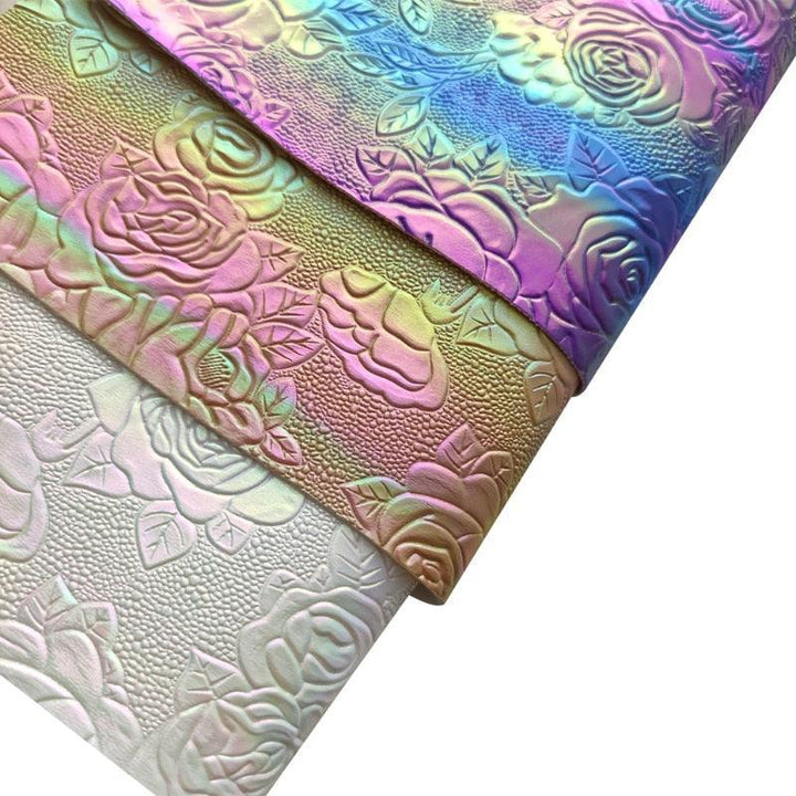 Lisslune | Elegant Rose Embossed Synthetic Leather Craft Sheets for Creative Projects