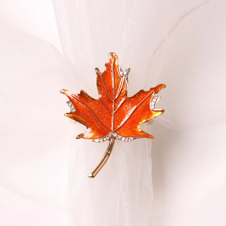 Rynx | 4PCS Ginkgo Leaf Metal Napkin Ring, Pearl Flower Napkin Holder, for Wedding Valentine's Day Party Home Dining Room Table Decoration