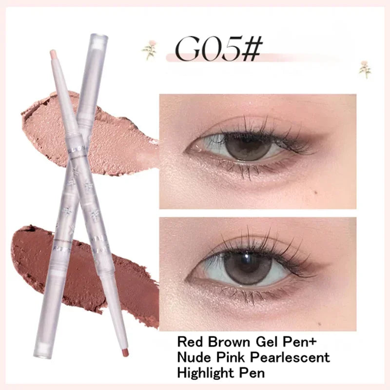 Rynx | Double Head Eyeshadow Eyeliner Silkworm Pencil Matte Pearl Glitter Eyeshadow Liner Pencil Highlighter Pencil Eye Makeup