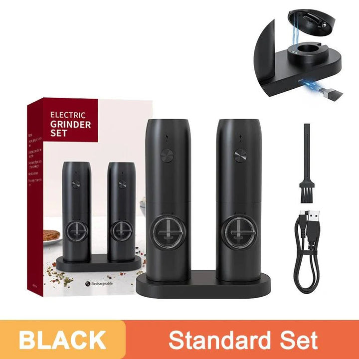 Lisslune | One-handed USB rechargeable electric spice mill set with adjustable grind size