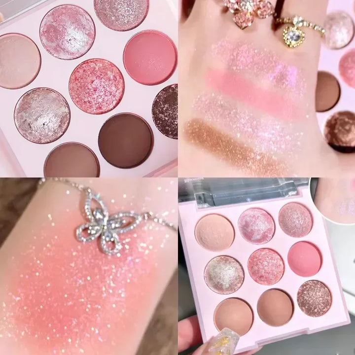 Rynx | Ice Cream Eyeshadow Palette Glitter Pink Aegyosal Blush Oat Milk Tea Purple Eyeshadow Cool Tones Korean Makeup Women Cosmetics