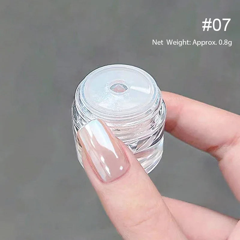 Rynx | 1jar Plating Aurora Chrome Nail Powder High Gloss Moonlight Mirror Fine Glitter Pigment Aurora Pearl Rub Dust Chrome Nails