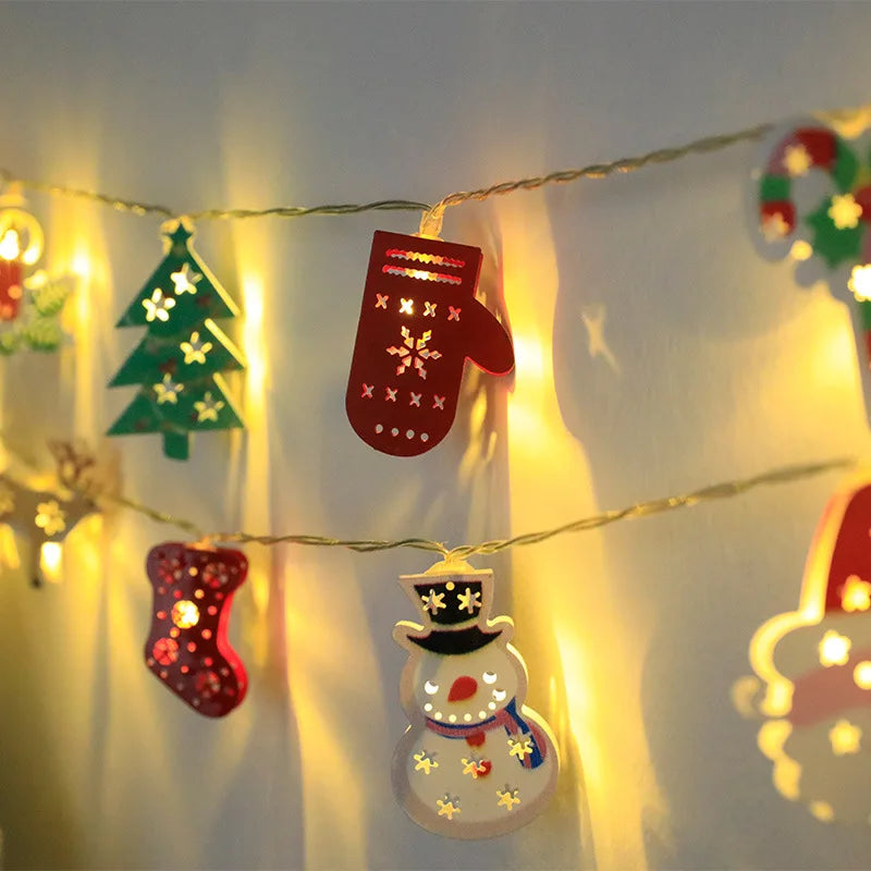 Rynx | LED Fairy Lights Garland Deer Gloves Bells Garland Battery Operated Light Living Room Bedroom Garden Decor Iron Decorative Lamp