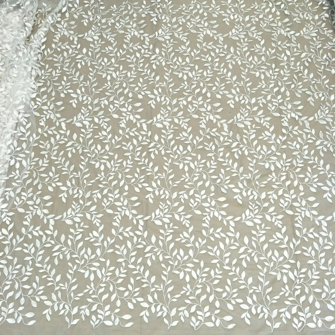 Lisslune | Luxurious Leaf Lace Fabric for Beautiful Wedding Dresses - 135cm Width, Available per Meter