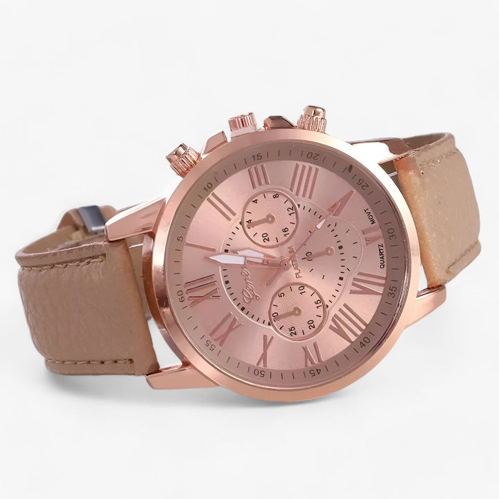 Lisslune | Camille Womens Waterproof Leather Strap Watch 42mm