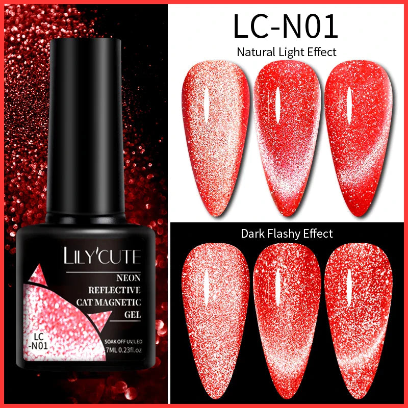Rynx |7ML Snowlight Cat Magnetic Gel Nail Polish Grow-In-Dark Reflection Glitter Laser Semi-Permanent Soak Off UV Gel Nail Polish