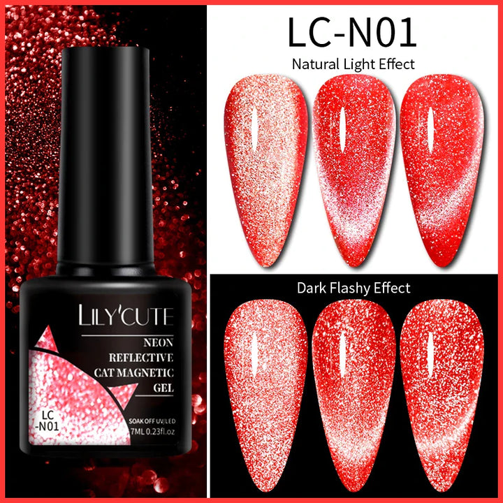 Rynx |7ML Snowlight Cat Magnetic Gel Nail Polish Grow-In-Dark Reflection Glitter Laser Semi-Permanent Soak Off UV Gel Nail Polish