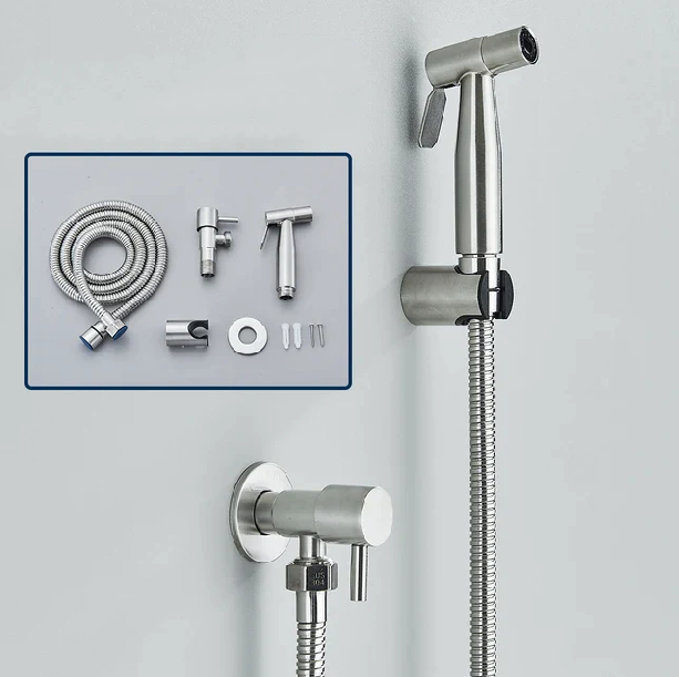 Lisslune | Shinesia Bidet Sprayer – Stainless Steel Hygienic Bathroom Accessory – Wall Mounted Cold Water Spray Function