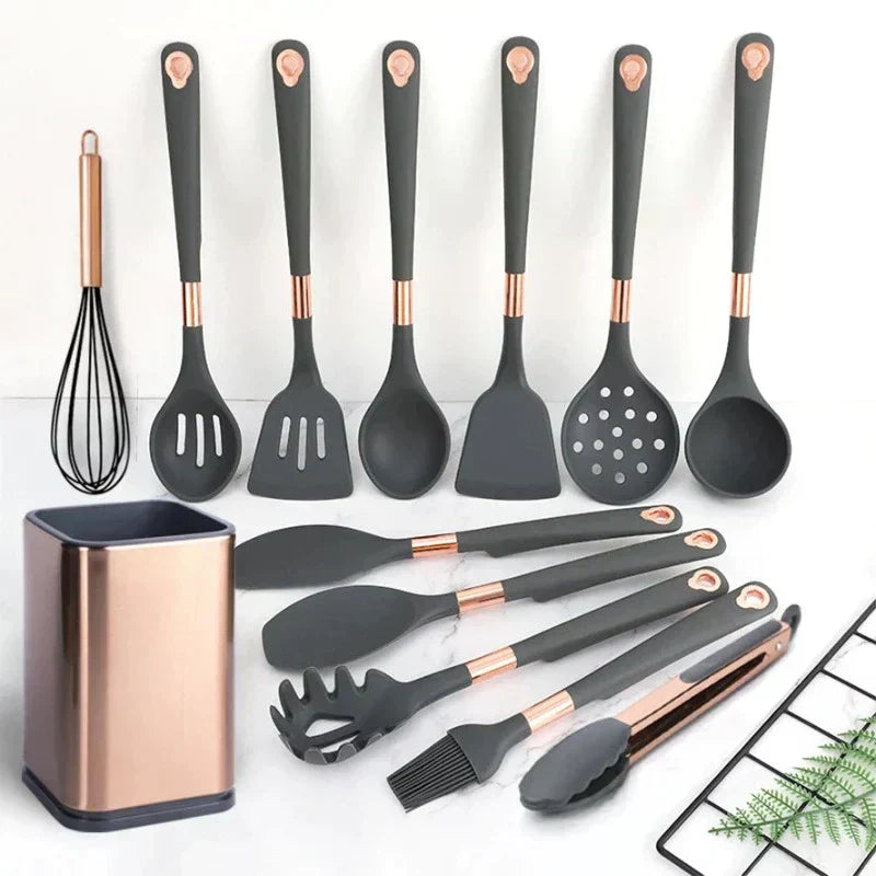 Lisslune | EliteCook - 12-piece gold-plated kitchen utensil set