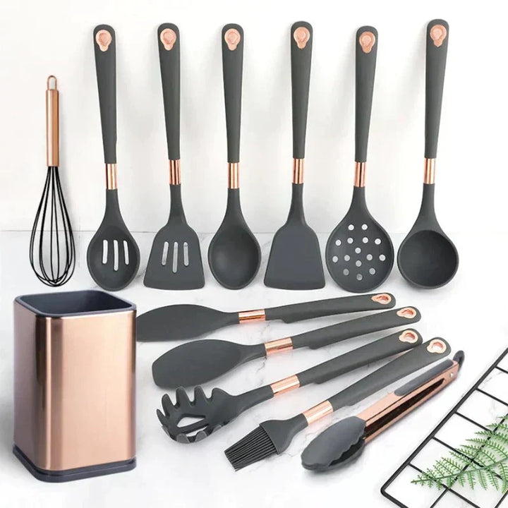 Lisslune | EliteCook - 12-piece gold-plated kitchen utensil set