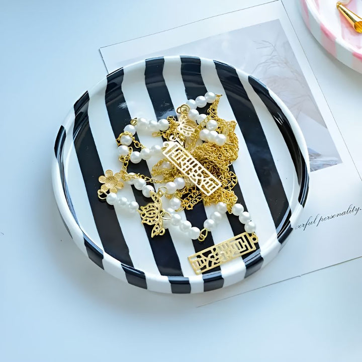 Lisslune | Silva Ceramic Stripe Jewelry Tray