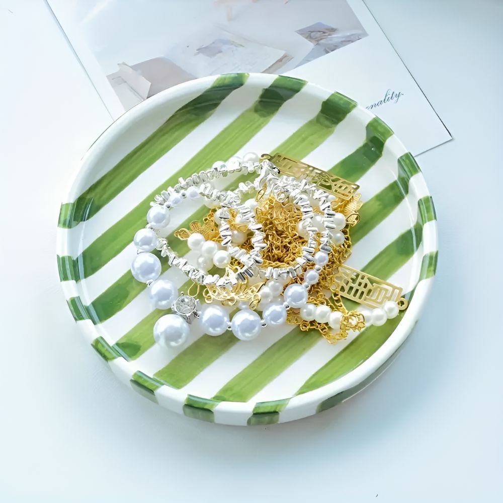 Lisslune | Silva Ceramic Stripe Jewelry Tray