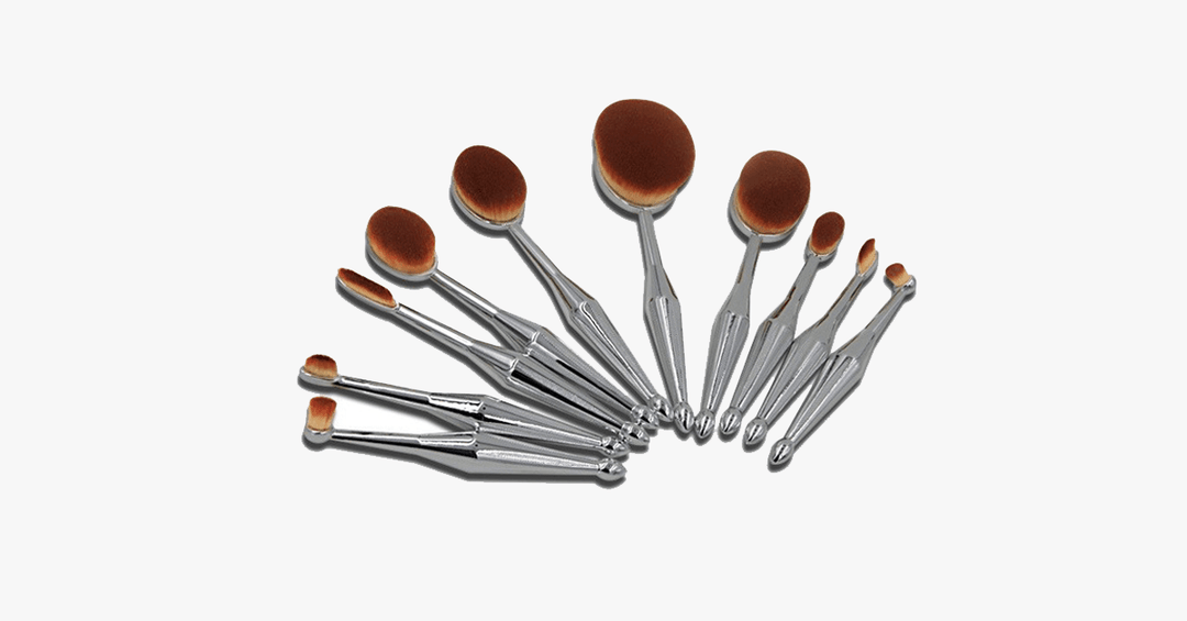 Lisslune | Stylish 10-piece oval brush set – Let the metallic charm work its magic on you
