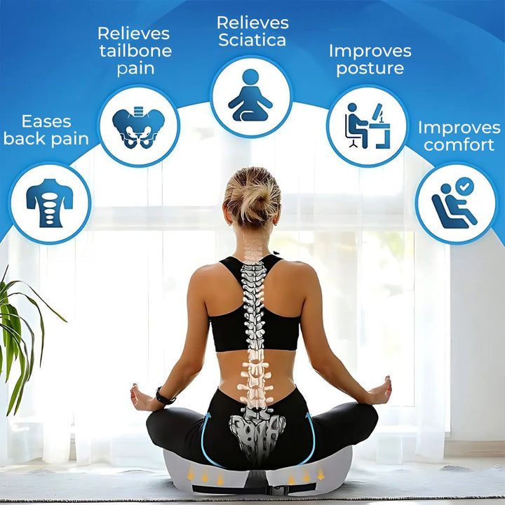 Lisslune | SitSmart Adjustable Memory Foam Seat Cushion | Tailbone Relief & Posture Support for Office, Car, and Dining Chairs