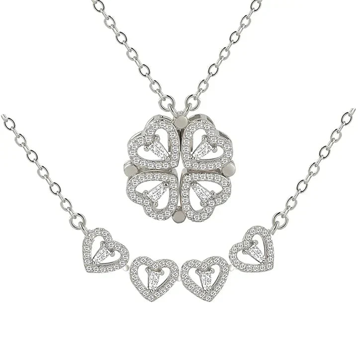 Lisslune | Magnetic Leaf & Heart Necklace