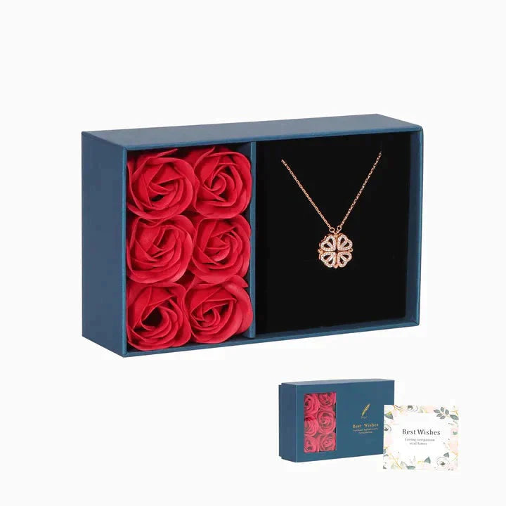 Lisslune | Magnetic Leaf & Heart Necklace