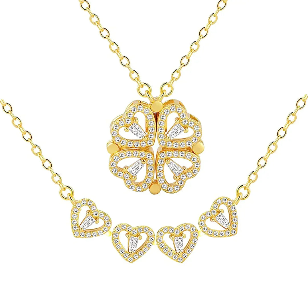 Lisslune | Magnetic Leaf & Heart Necklace