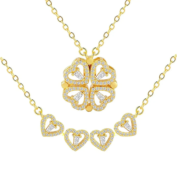 Lisslune | Magnetic Leaf & Heart Necklace