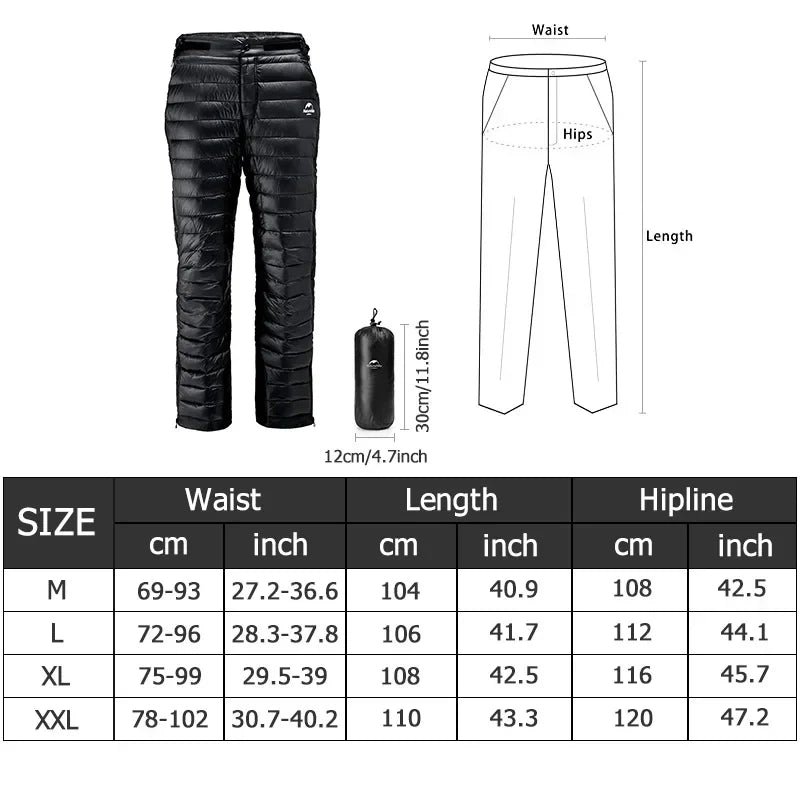 Lisslune | Premium Outdoor Thermal Goose Down Trousers – Waterproof & Windproof Winter Pants for Hiking, Camping & Skiing