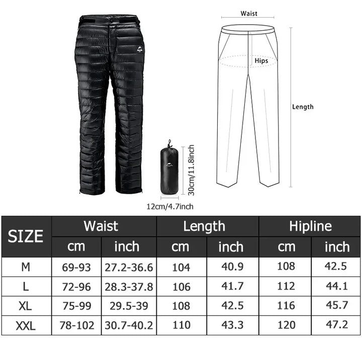 Lisslune | Premium Outdoor Thermal Goose Down Trousers – Waterproof & Windproof Winter Pants for Hiking, Camping & Skiing