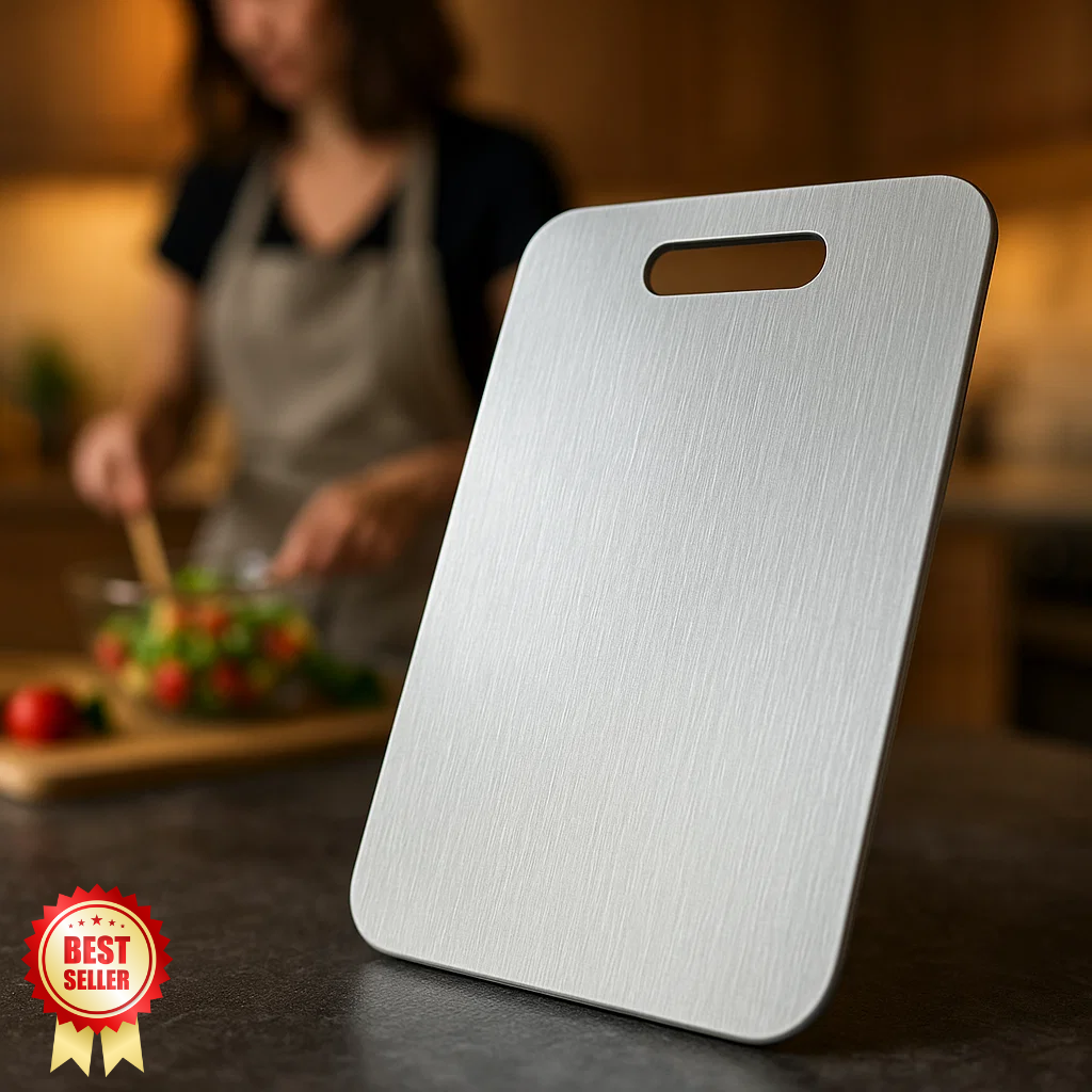 Lisslune | Medical Grade Titanium Cutting Board | Durable, Non-porous Surface for Safe Food Preparation & Kitchen Use