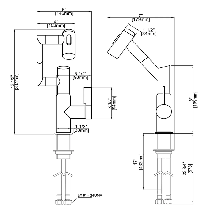 Lisslune | LustraFlow 360° Smart Fixture | Modern Kitchen and Bath Mixer with LED Temperature Display