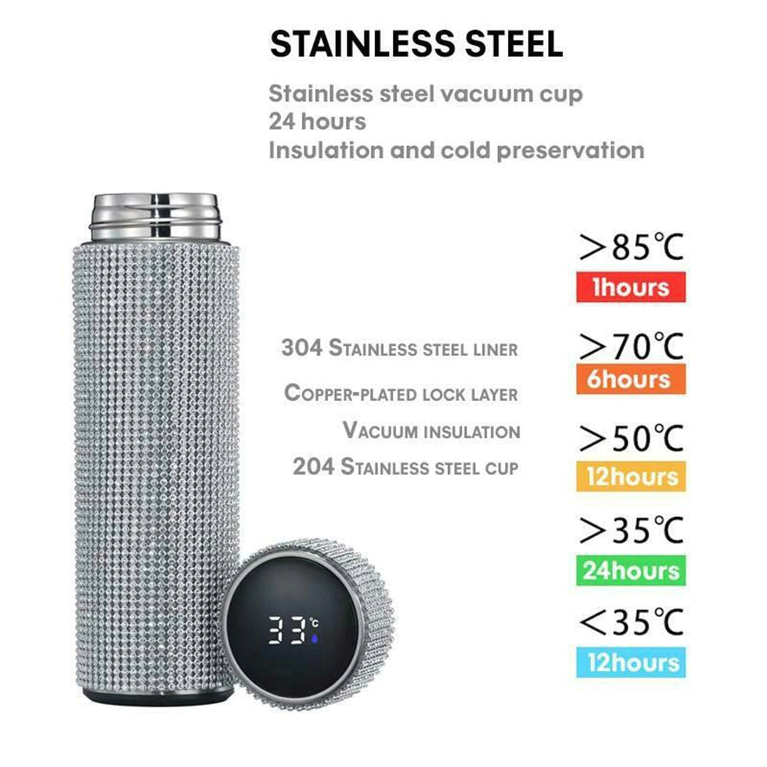 Lisslune | Smart Bottle Thermos I Smart Temperature Display Zirconia Vacuum Bottle 500 ML