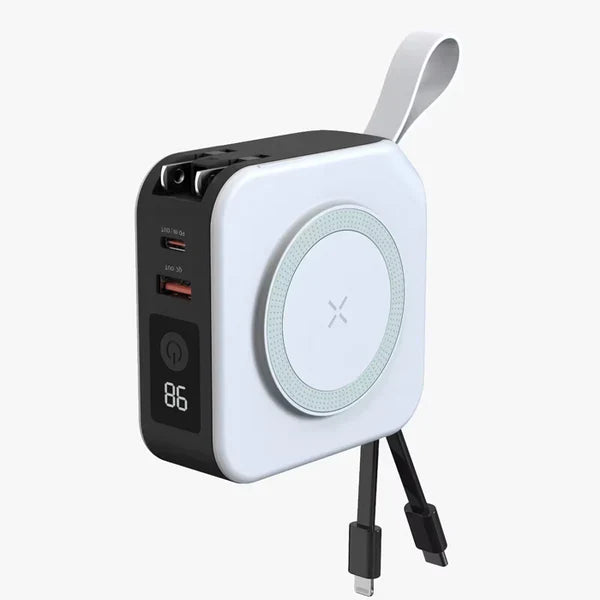Lisslune | TravelBank | Portable 5-in-1 Wall Charger | Wireless Charging, Power Bank & Multi-Device Charging