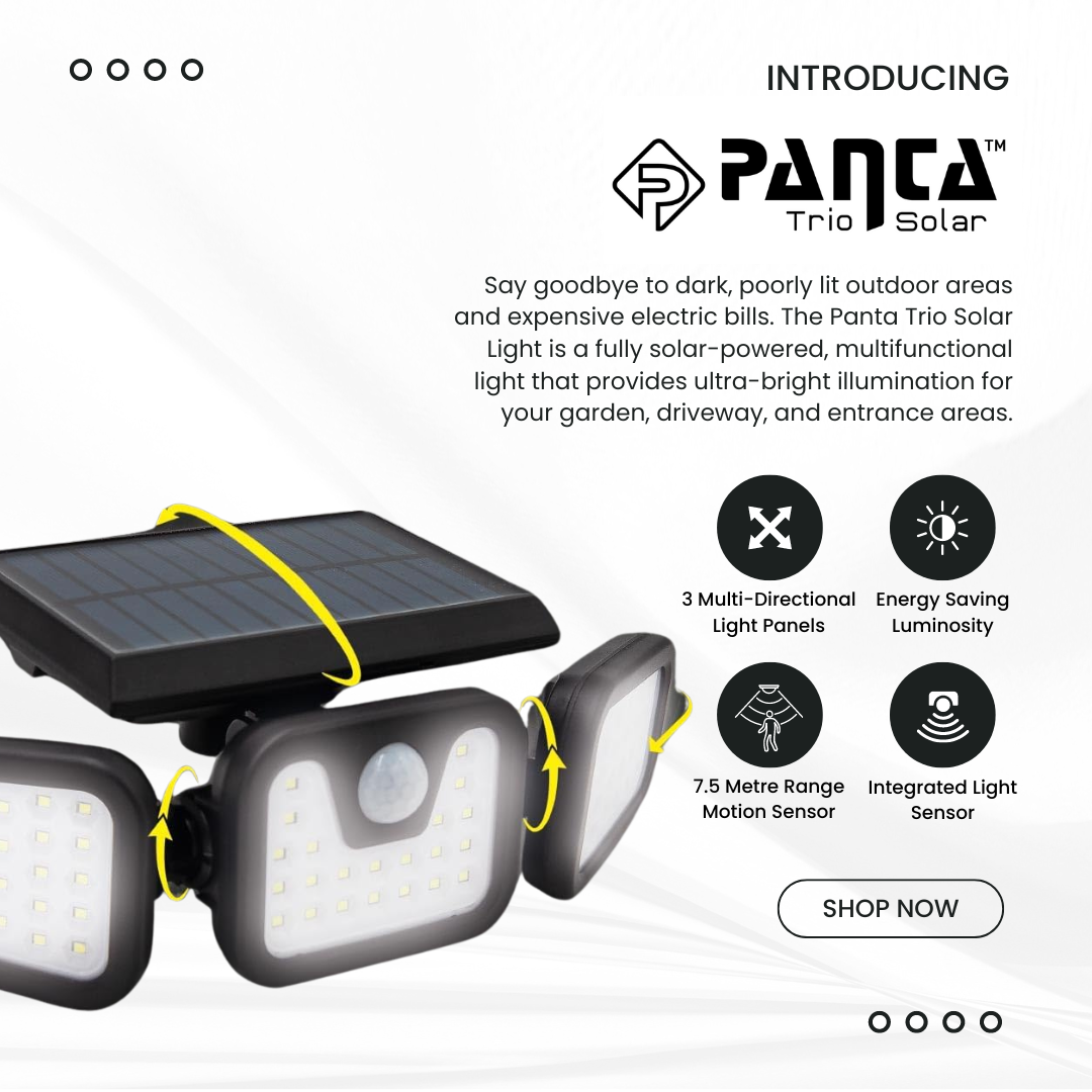 Lisslune | Solar-Powered Outdoor Lights – Panta Trio with Motion Sensor for Garden & Security Lighting
