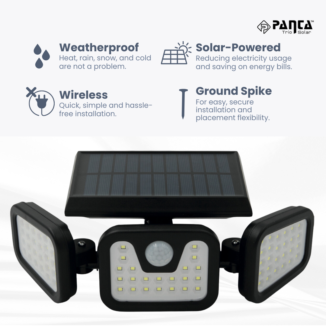 Lisslune | Solar-Powered Outdoor Lights – Panta Trio with Motion Sensor for Garden & Security Lighting