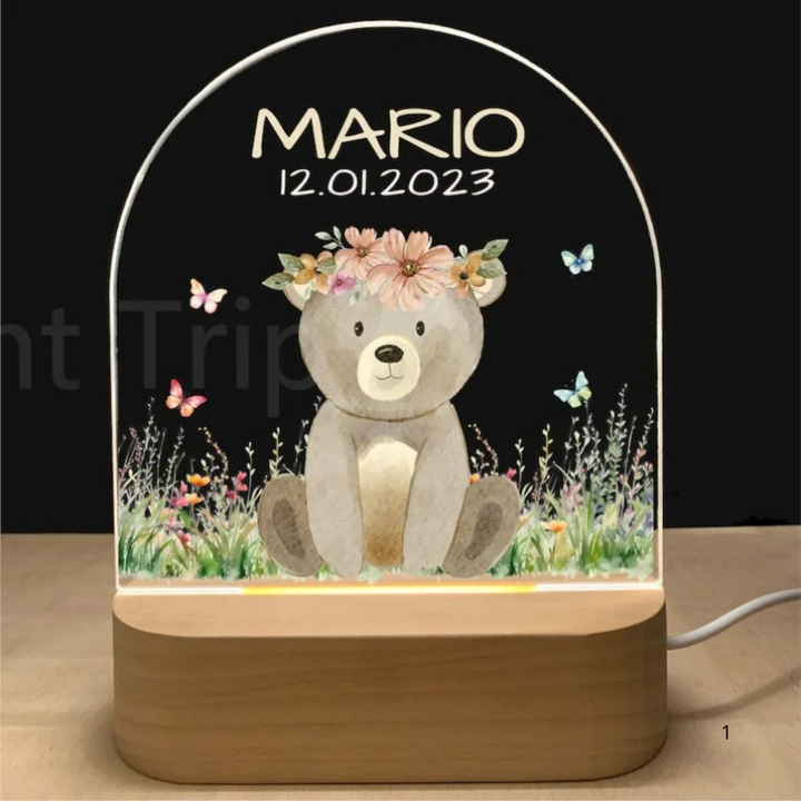 Lisslune | Personal Night Light with Name – Soft Warm LED Lighting for Children