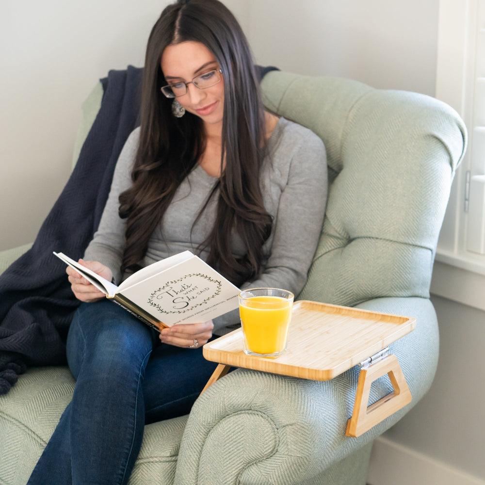 Lisslune | SofaMate – Adjustable Sofa Arm Tray Table for Drinks, Snacks & Remote Control Storage