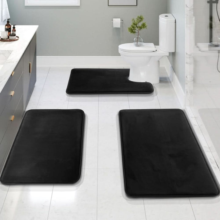 Lisslune | 3-piece Memory Foam Bath Mat Set with Non-slip Bottom
