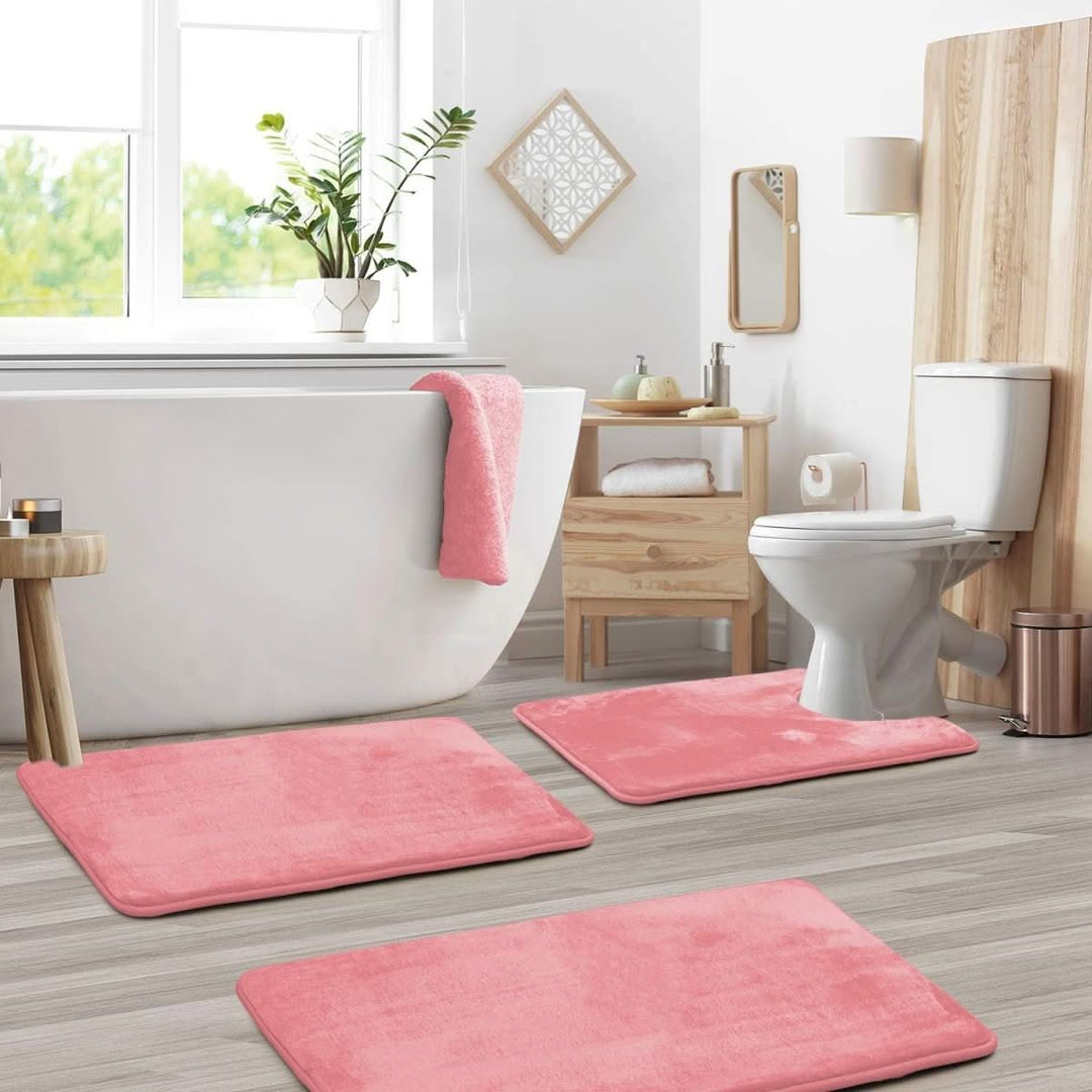 Lisslune | 3-piece Memory Foam Bath Mat Set with Non-slip Bottom