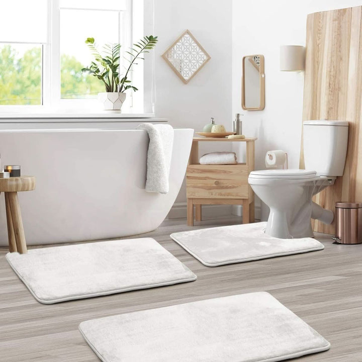 Lisslune | 3-piece Memory Foam Bath Mat Set with Non-slip Bottom