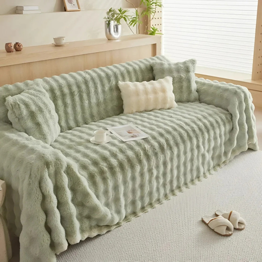 Lisslune | Rabbit Synthetic Fur Blanket Soft Sofa Cover