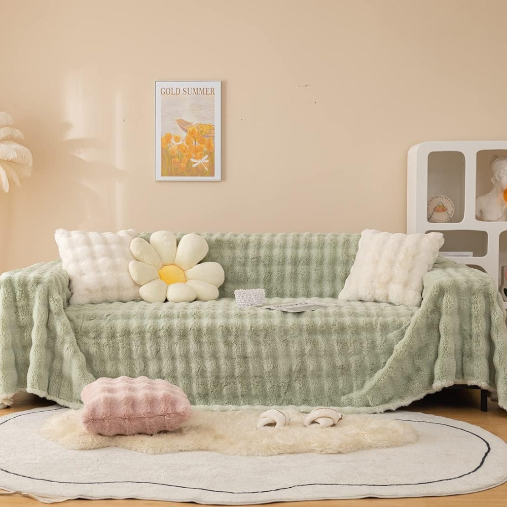 Lisslune | Rabbit Synthetic Fur Blanket Soft Sofa Cover