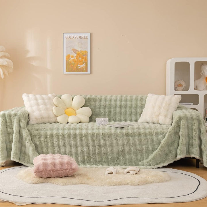 Lisslune | Rabbit Synthetic Fur Blanket Soft Sofa Cover