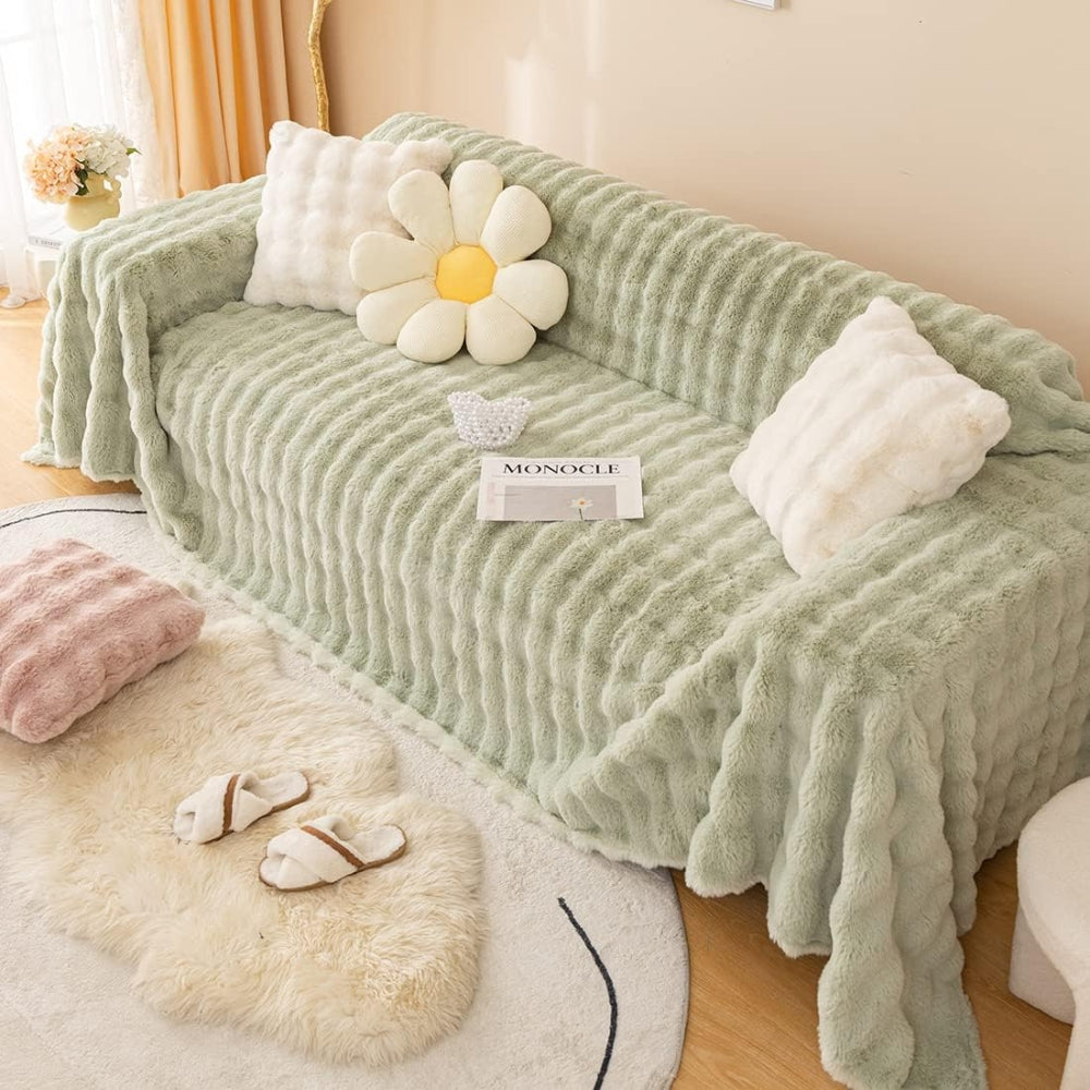 Lisslune | Rabbit Synthetic Fur Blanket Soft Sofa Cover