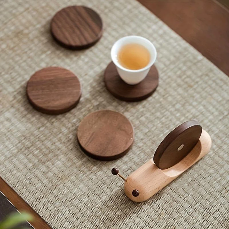 Lisslune | Elegant Scandinavian Walnut Coasters – Stylish & Durable Table Protection