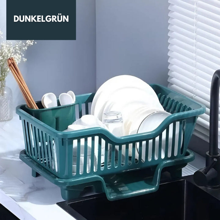 Lisslune | Compact Dish Drying Rack with Drip Tray