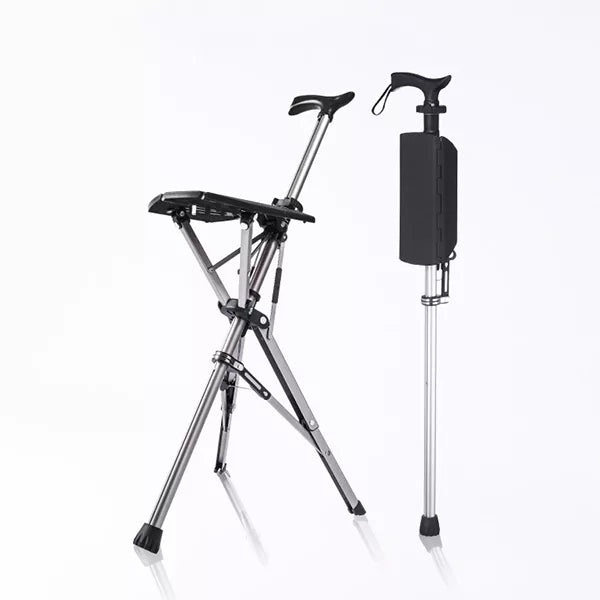 Lisslune | SitWalk Foldable Walking Stick – Walking Stick with Sitting Function and Ergonomic Grip