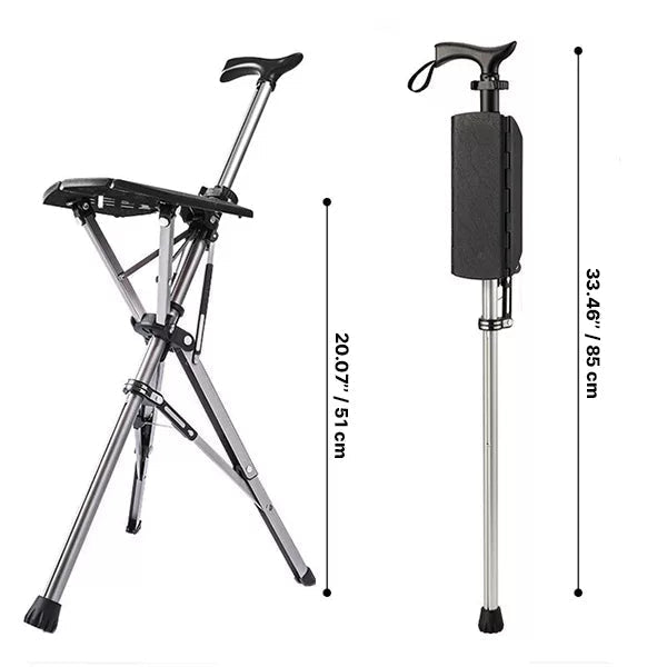 Lisslune | SitWalk Foldable Walking Stick – Walking Stick with Sitting Function and Ergonomic Grip