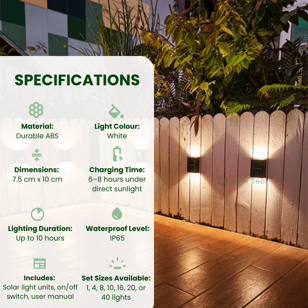 Lisslune | Wireless LED Solar Wall Lights - Outdoor Garden Lighting for Pathways & Patios, Energy-Efficient & Weather-Resistant