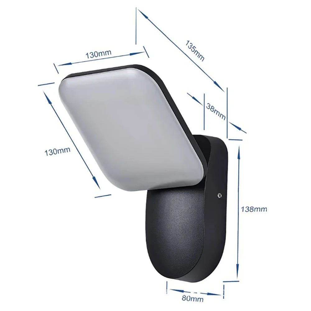 Lisslune | LumiGuard Garden Wall Light PIR Motion Sensor LED 12W