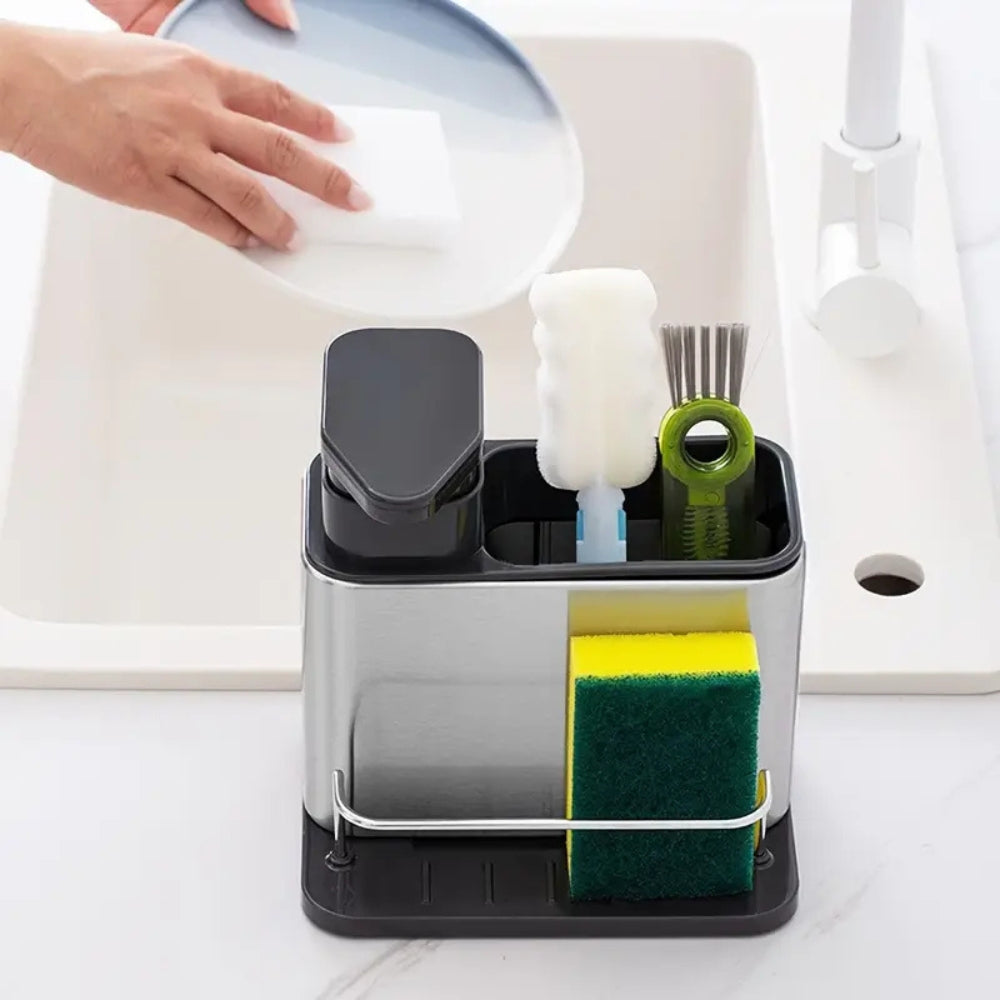Lisslune | Stainless Steel Dish Soap Dispenser & Utensil Rack