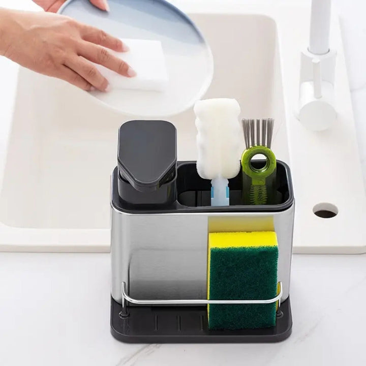 Lisslune | Stainless Steel Dish Soap Dispenser & Utensil Rack